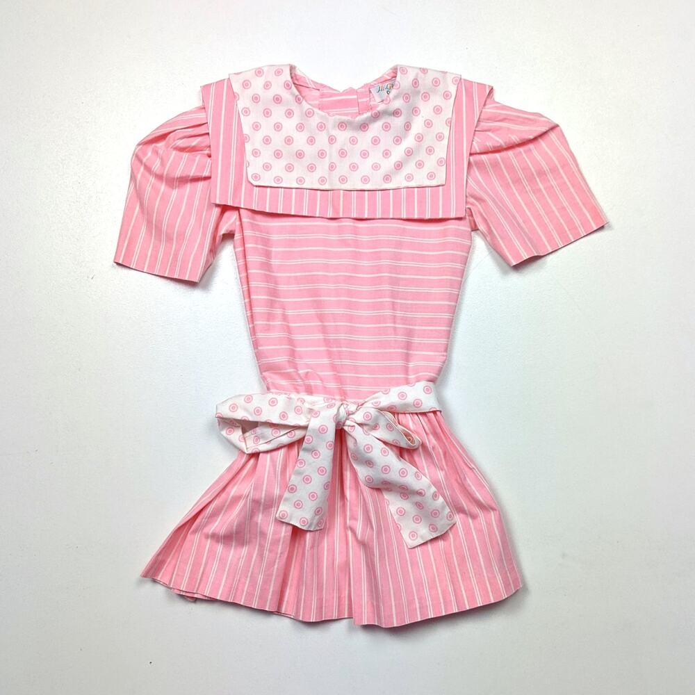Vintage Hi-Girls Dress Girls Size 5 Pink Drop Waist Stripe Party